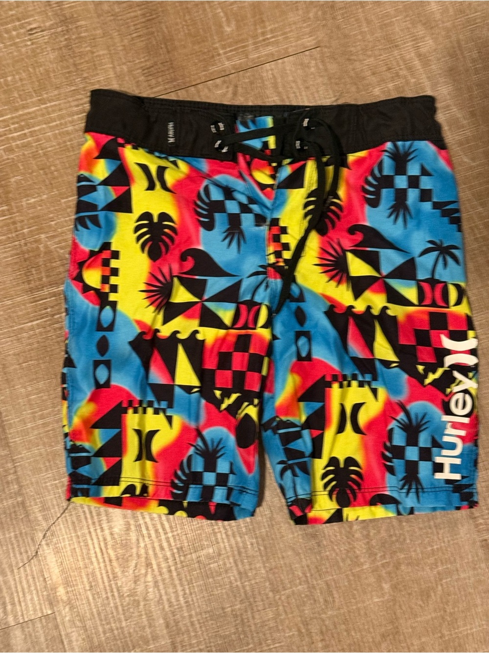 Hurley Boys Black-Waist Multi-Color Tropical Swim Trunks